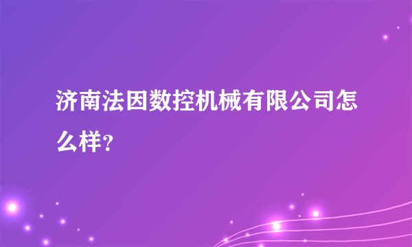 济南法因数控机械有限公司怎么样？