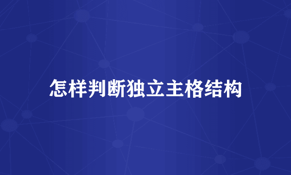 怎样判断独立主格结构