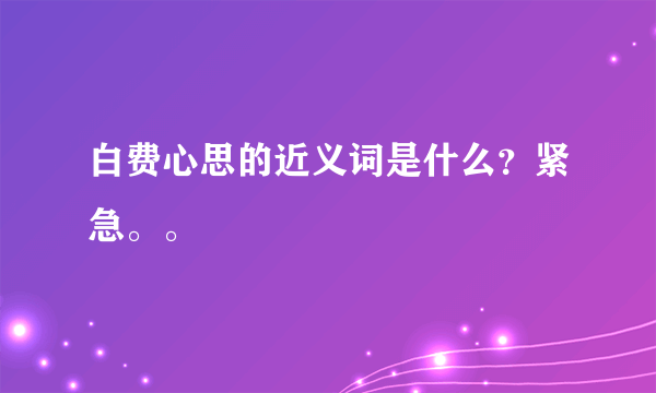 白费心思的近义词是什么？紧急。。