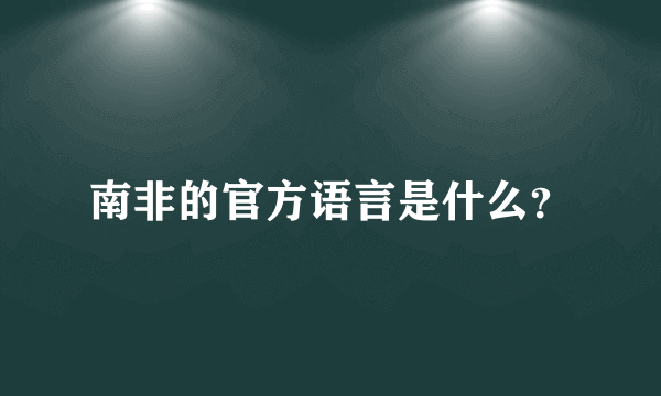 南非的官方语言是什么？