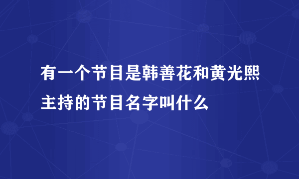 有一个节目是韩善花和黄光熙主持的节目名字叫什么