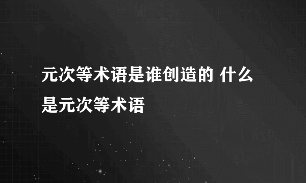 元次等术语是谁创造的 什么是元次等术语