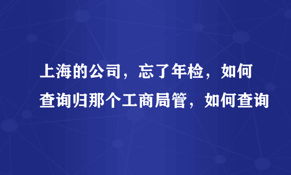 上海的公司，忘了年检，如何查询归那个工商局管，如何查询