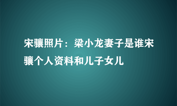 宋骧照片：梁小龙妻子是谁宋骧个人资料和儿子女儿