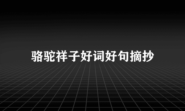 骆驼祥子好词好句摘抄