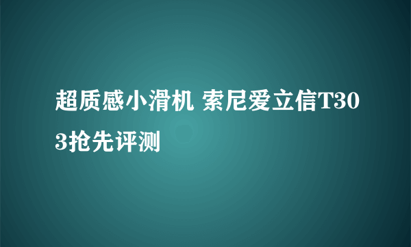 超质感小滑机 索尼爱立信T303抢先评测