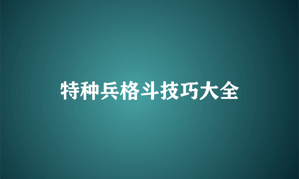 特种兵格斗技巧大全