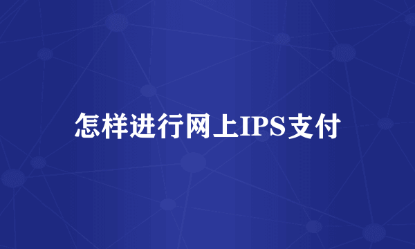 怎样进行网上IPS支付