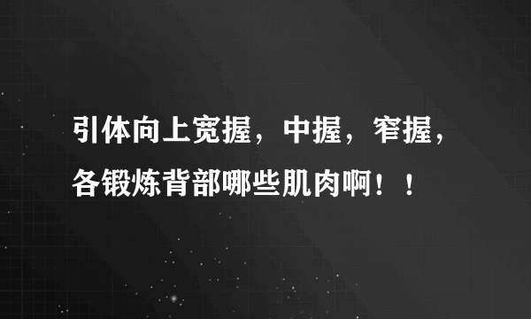 引体向上宽握，中握，窄握，各锻炼背部哪些肌肉啊！！