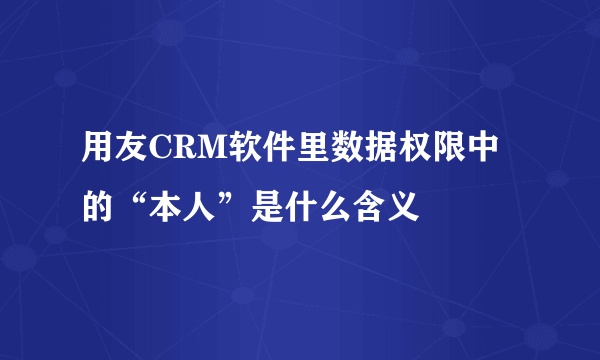 用友CRM软件里数据权限中的“本人”是什么含义