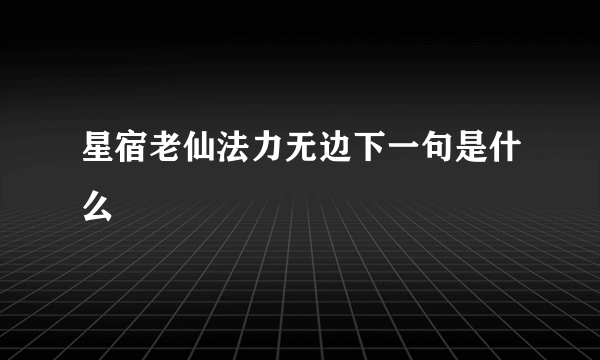 星宿老仙法力无边下一句是什么