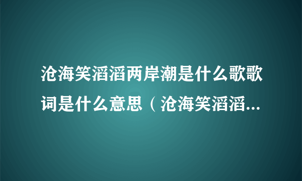 沧海笑滔滔两岸潮是什么歌歌词是什么意思（沧海笑滔滔两岸潮）