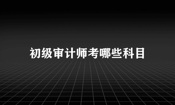 初级审计师考哪些科目