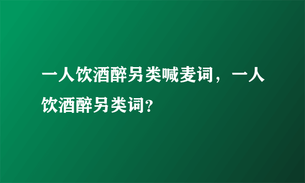 一人饮酒醉另类喊麦词，一人饮酒醉另类词？