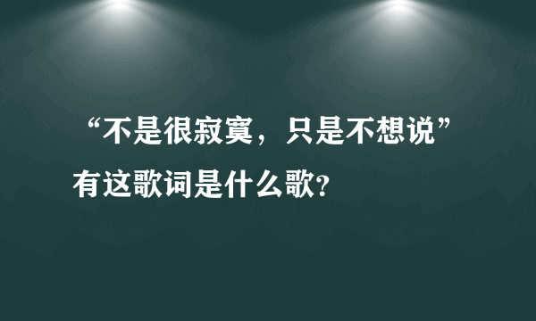 “不是很寂寞，只是不想说”有这歌词是什么歌？