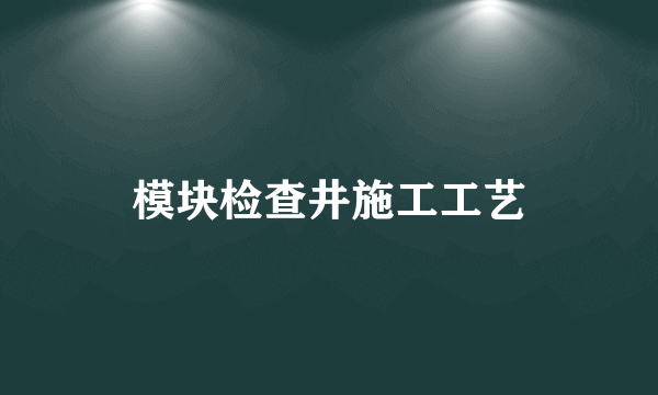 模块检查井施工工艺