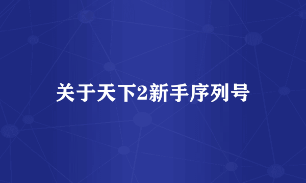 关于天下2新手序列号