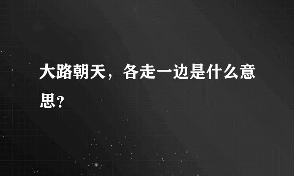 大路朝天，各走一边是什么意思？