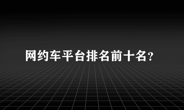 网约车平台排名前十名？