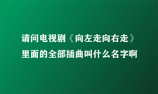 请问电视剧《向左走向右走》里面的全部插曲叫什么名字啊