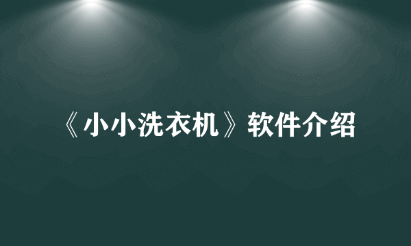 《小小洗衣机》软件介绍