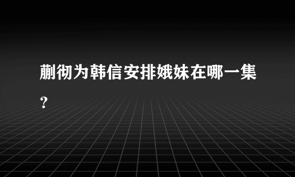 蒯彻为韩信安排娥妹在哪一集？