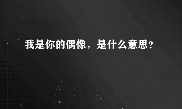 我是你的偶像，是什么意思？