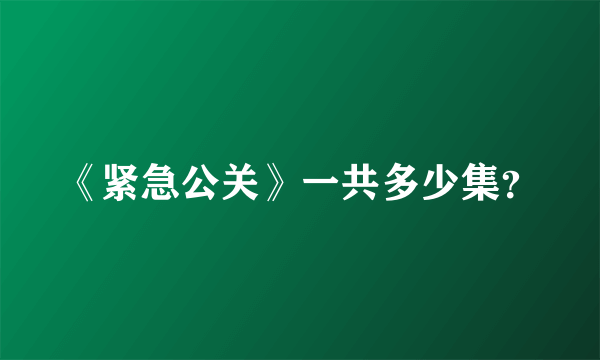 《紧急公关》一共多少集？