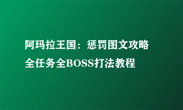 阿玛拉王国：惩罚图文攻略 全任务全BOSS打法教程