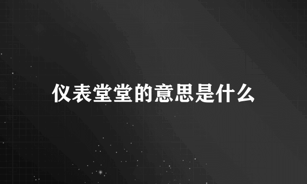 仪表堂堂的意思是什么