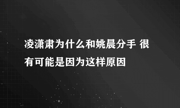 凌潇肃为什么和姚晨分手 很有可能是因为这样原因