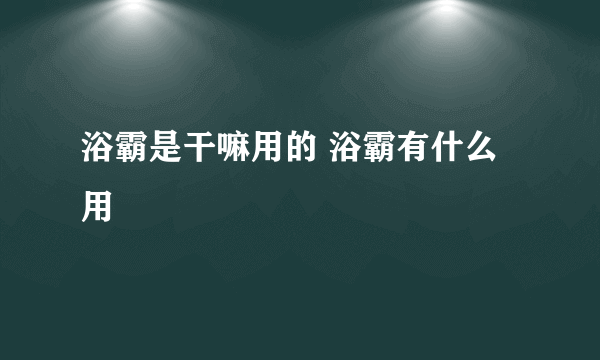 浴霸是干嘛用的 浴霸有什么用