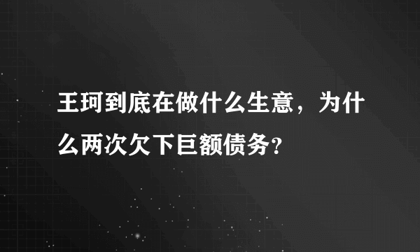 王珂到底在做什么生意，为什么两次欠下巨额债务？