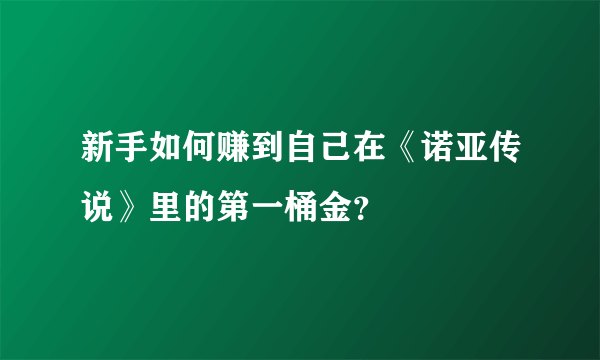 新手如何赚到自己在《诺亚传说》里的第一桶金？