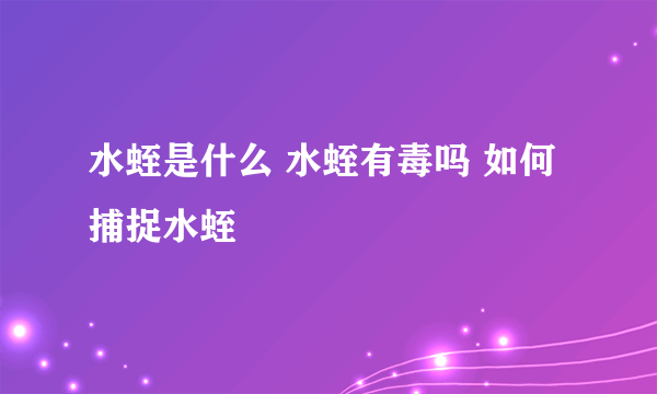 水蛭是什么 水蛭有毒吗 如何捕捉水蛭