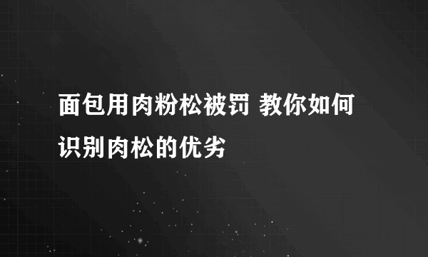 面包用肉粉松被罚 教你如何识别肉松的优劣