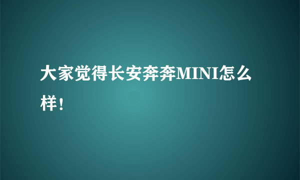 大家觉得长安奔奔MINI怎么样！