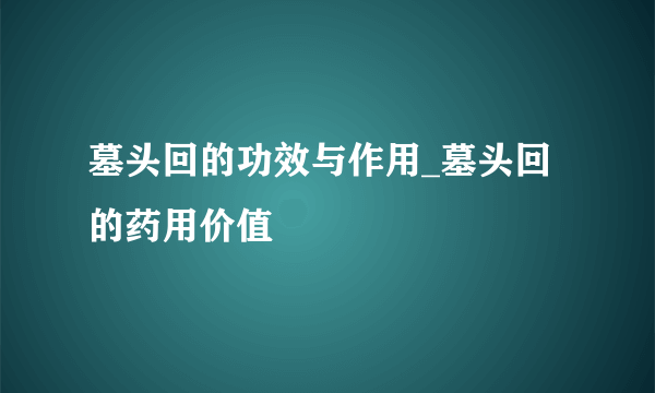 墓头回的功效与作用_墓头回的药用价值