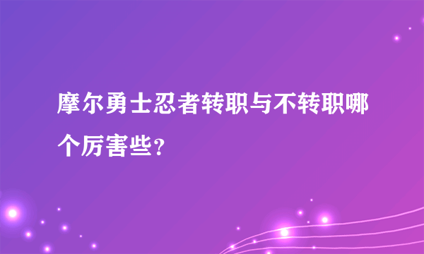 摩尔勇士忍者转职与不转职哪个厉害些？