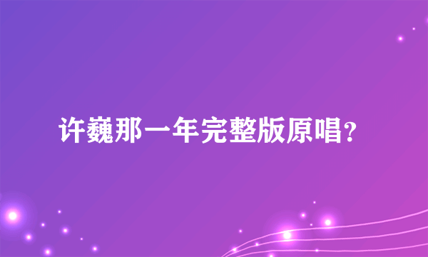 许巍那一年完整版原唱？