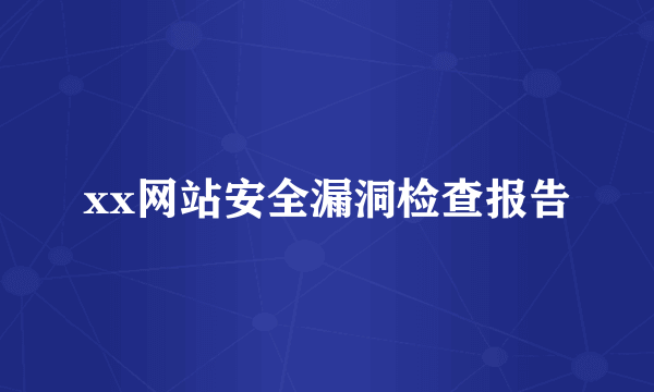 xx网站安全漏洞检查报告