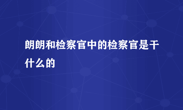 朗朗和检察官中的检察官是干什么的