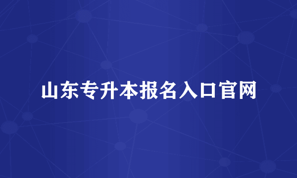 山东专升本报名入口官网