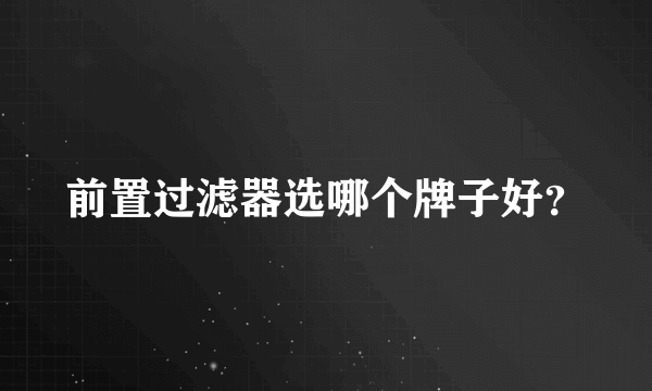 前置过滤器选哪个牌子好？