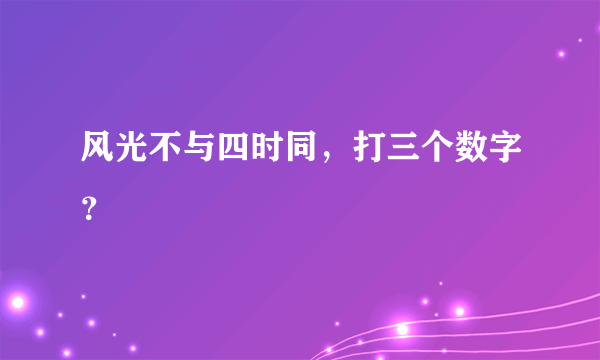 风光不与四时同，打三个数字？