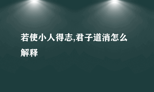 若使小人得志,君子道消怎么解释