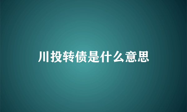 川投转债是什么意思