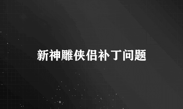 新神雕侠侣补丁问题