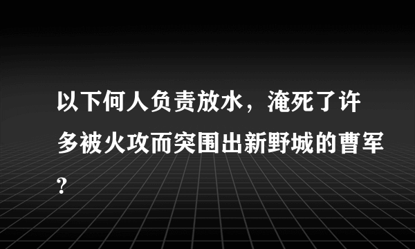 以下何人负责放水，淹死了许多被火攻而突围出新野城的曹军？