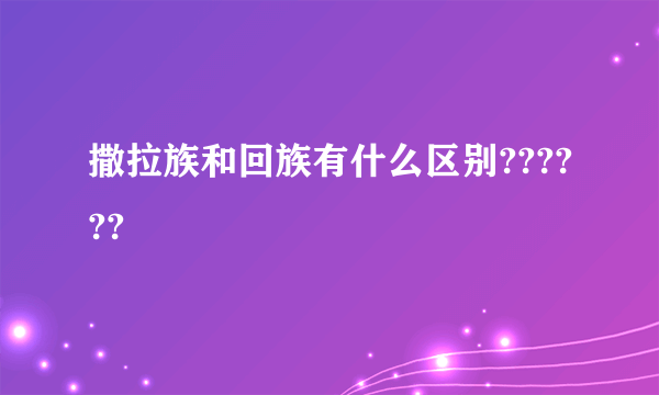 撒拉族和回族有什么区别??????